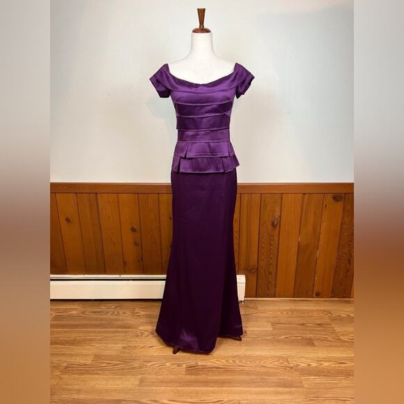 Xscape Purple Off-Shoulder Peplum Gown - Picture 2 of 7